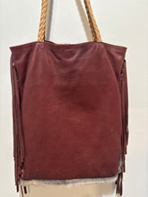 Load image into Gallery viewer, Vintage Claremonte Woven Leather & Fur Tote with Fringe
