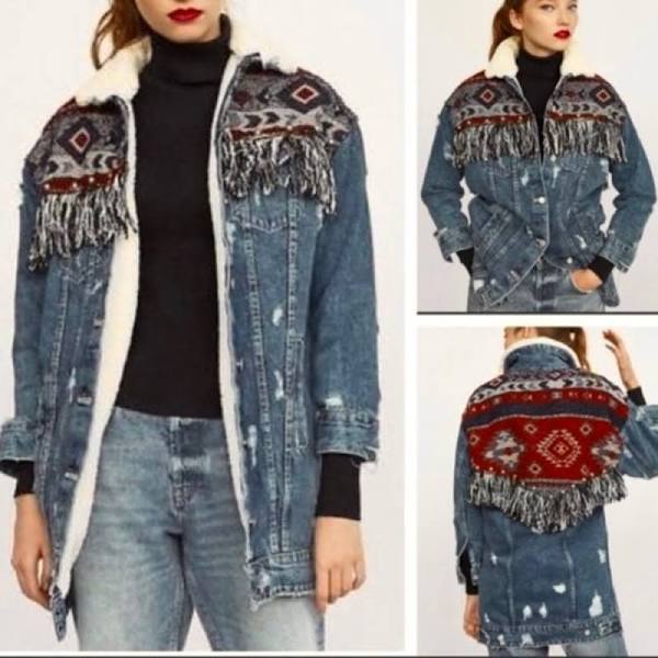 Zara 2024 distressed denim jacket