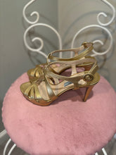 Load image into Gallery viewer, Prada Gold Strappy Heel Sandals
