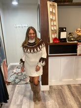 Load image into Gallery viewer, Free People Cream Fair Isle Sweater Dress
