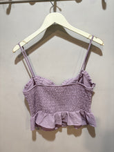 Load image into Gallery viewer, Lilac Smocked Cropped Peplum Top

