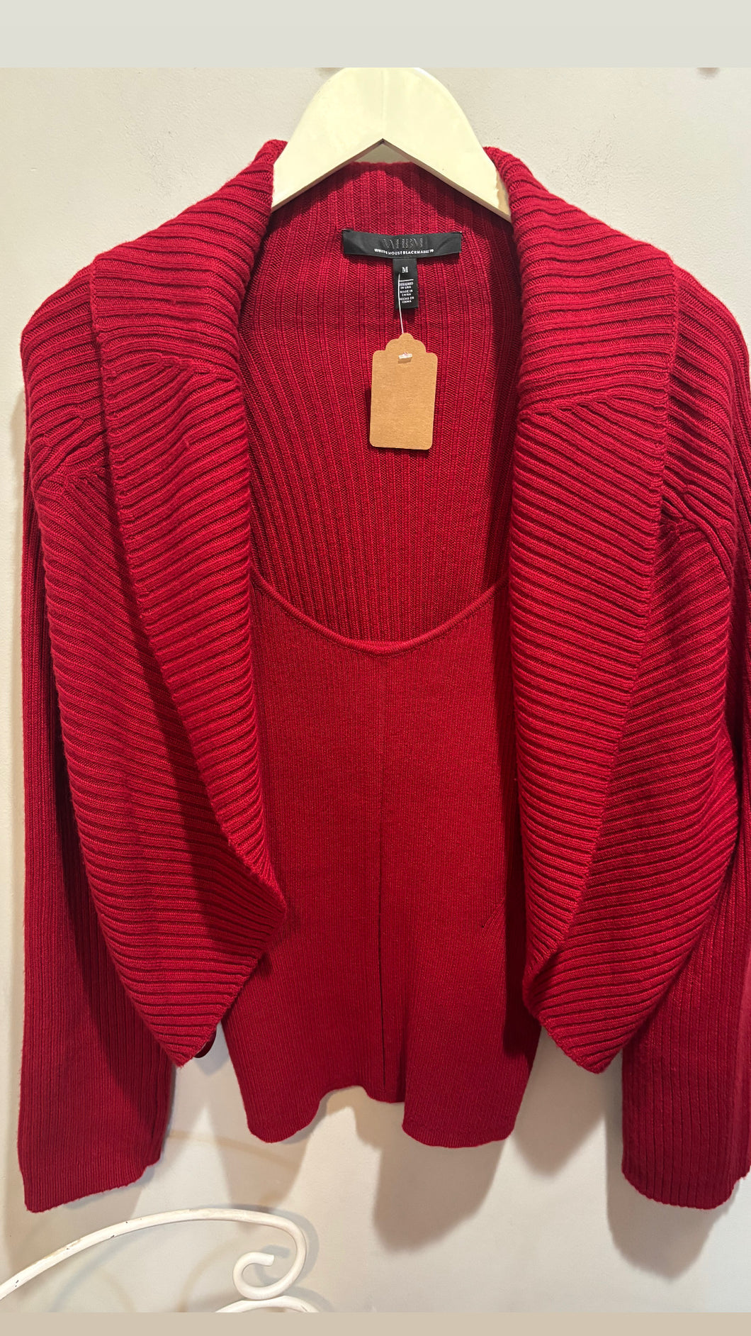White House Black Market Red Cardigan Set