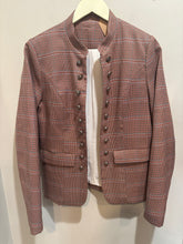 Load image into Gallery viewer, Burgundy Houndstooth Multicolor Military Jacket
