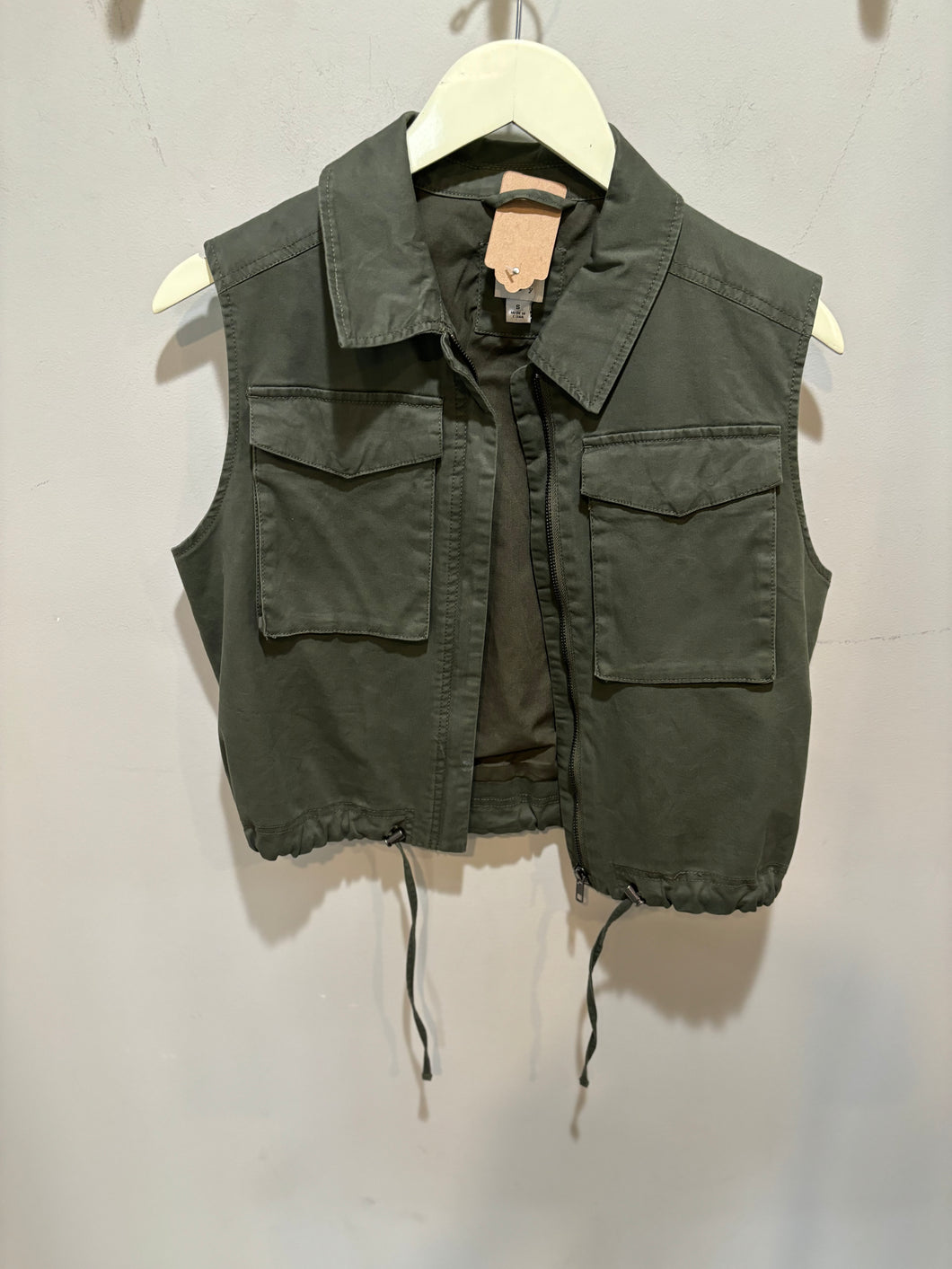 Green Cargo Cropped Vest