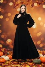 Load image into Gallery viewer, Vintage Black Velvet Duster Coat
