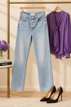 Load image into Gallery viewer, Mother Light Wash Distressed Jeans
