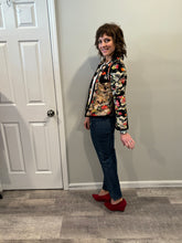 Load image into Gallery viewer, Zara Black Floral Rusching Jacket
