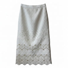 Load image into Gallery viewer, Rebecca Taylor White Embroidered Pencil Skirt
