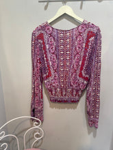 Load image into Gallery viewer, Free People Magenta Pattern Smocked Back Top
