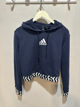 Load image into Gallery viewer, Adidas Blue Cropped Hoodie Sweatshirt
