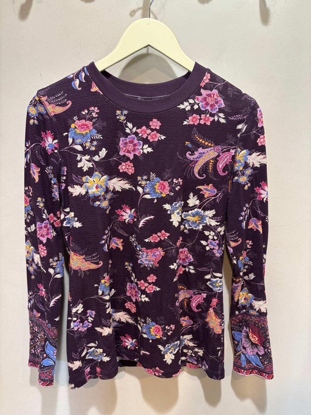 Sundance Plum Floral Waffleknit Top