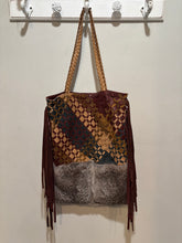 Load image into Gallery viewer, Vintage Claremonte Woven Leather &amp; Fur Tote with Fringe
