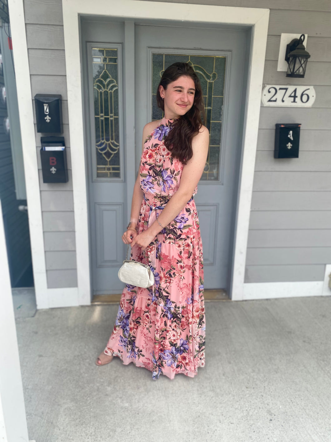 Julia Jordan Pink Floral Maxi Dress
