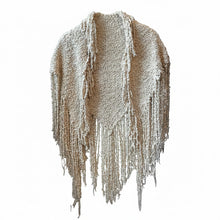Load image into Gallery viewer, Vintage Cream Textured Fringe Shawl
