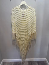 Load image into Gallery viewer, Yellow Crochet Fringe Hood Poncho

