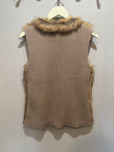 Load image into Gallery viewer, Tan Knit Faux Fur Vest

