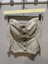 Load image into Gallery viewer, Anthropologie Pilcro Cream Striped Peplum Corset Top
