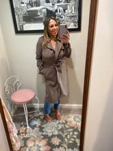Load image into Gallery viewer, Faux Suede Brown Trench Coat
