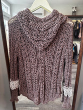 Load image into Gallery viewer, POL Brown Knit Lace Hoodie Top
