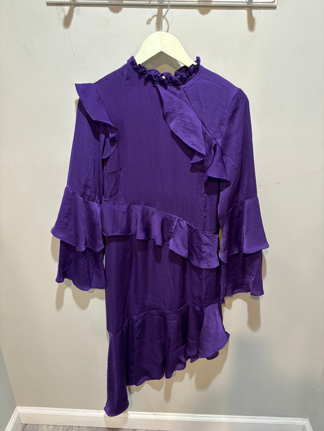 Miss Selfridge Purple Ruffles Asymmetrical Dress