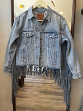 Load image into Gallery viewer, Light Wash Fringe Denim Jacket
