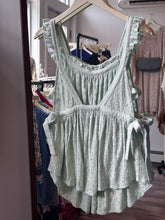 Load image into Gallery viewer, Free People Green Eyelet Babydoll Top
