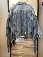 Load image into Gallery viewer, Light Wash Fringe Denim Jacket
