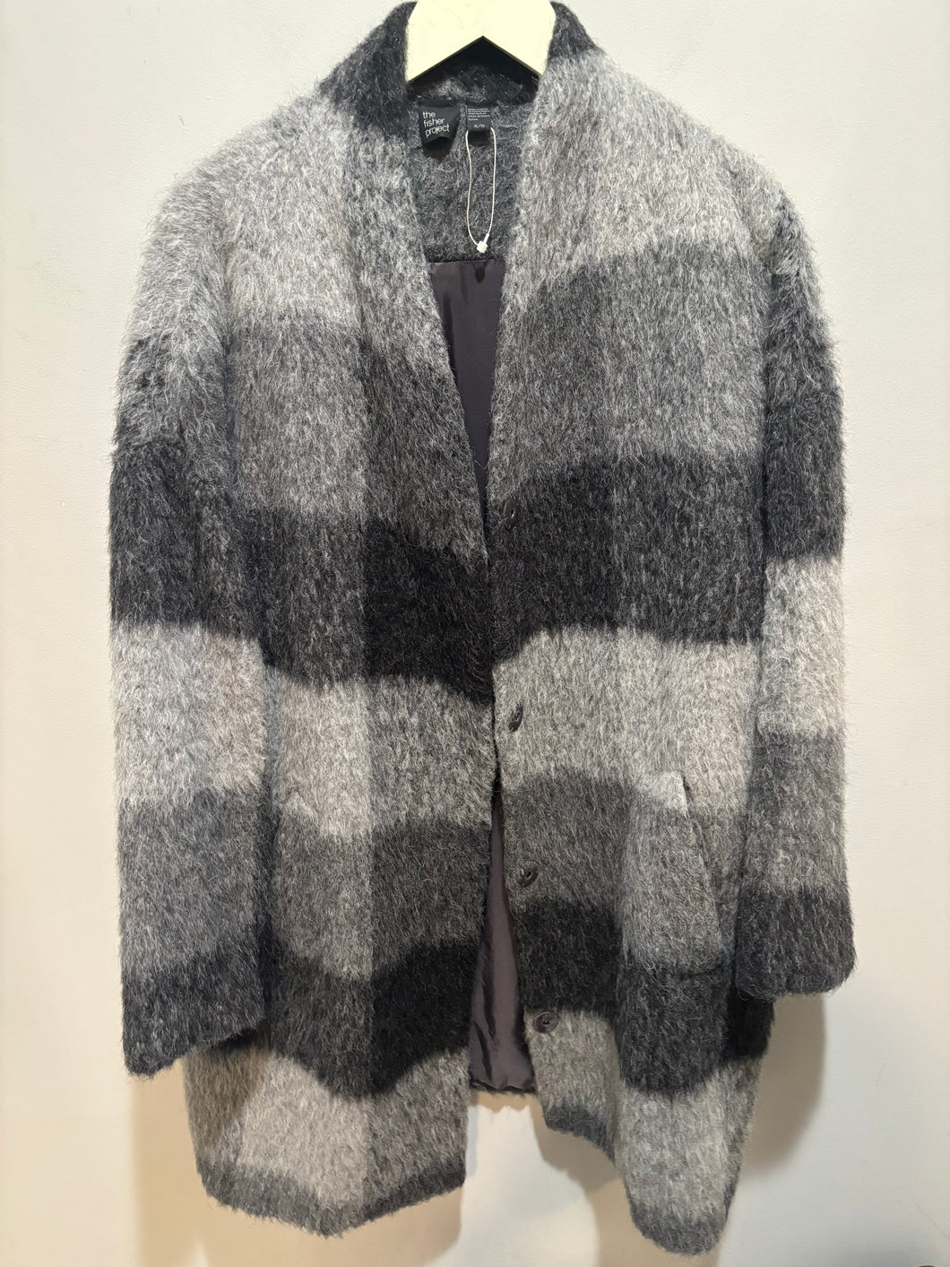 Eileen Fisher Grey Plaid Duster