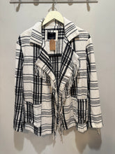 Load image into Gallery viewer, Bershka White Plaid Fringe Jacket

