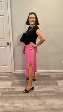 Load image into Gallery viewer, Pink Satiny MIDI Pencil Skirt
