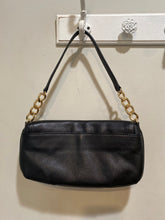 Load image into Gallery viewer, Michael Kors Black Leather Chain Baguette

