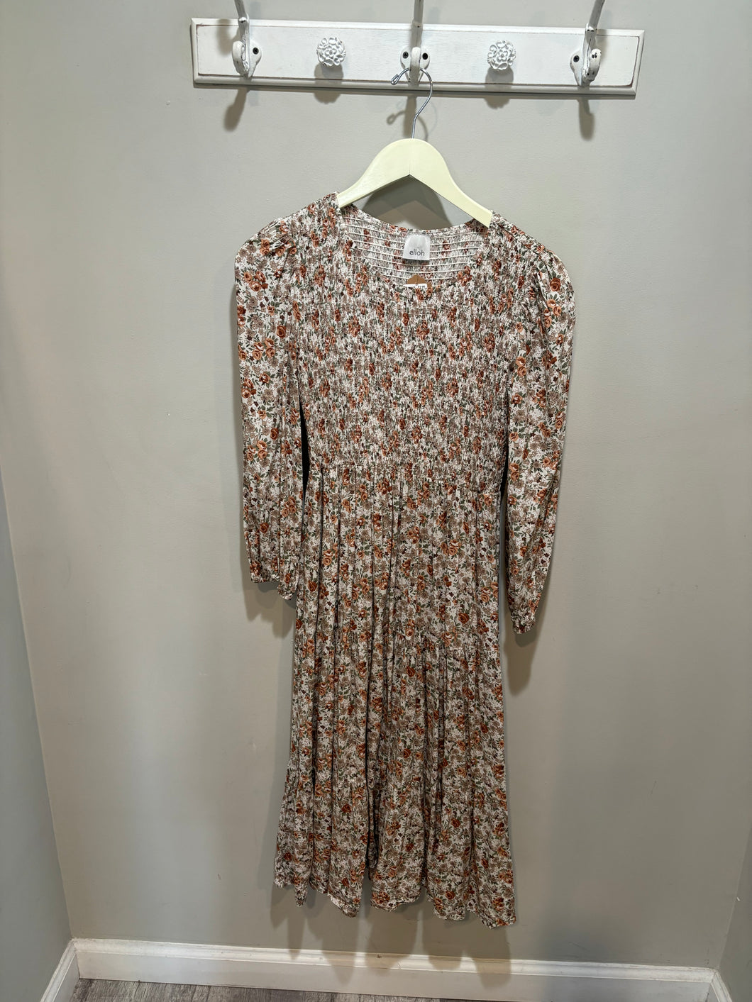 Elloh Tan Floral Maxi Dress