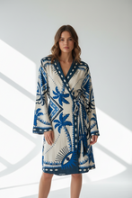 Load image into Gallery viewer, Farm Rio Cream Pattern Wrap Duster Dress
