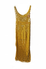 Load image into Gallery viewer, Handmade Mustard Crochet Maxi Dress
