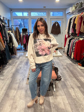 Load image into Gallery viewer, Christensen Beige Graphic Floral Top
