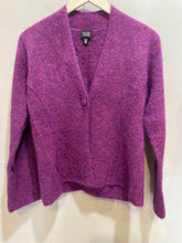 Load image into Gallery viewer, Eileen Fisher Magenta Fuzzy Cardigan
