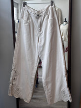 Load image into Gallery viewer, Cream Embroidered Cutout Pants
