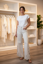 Load image into Gallery viewer, Cream Embroidered Cutout Pants
