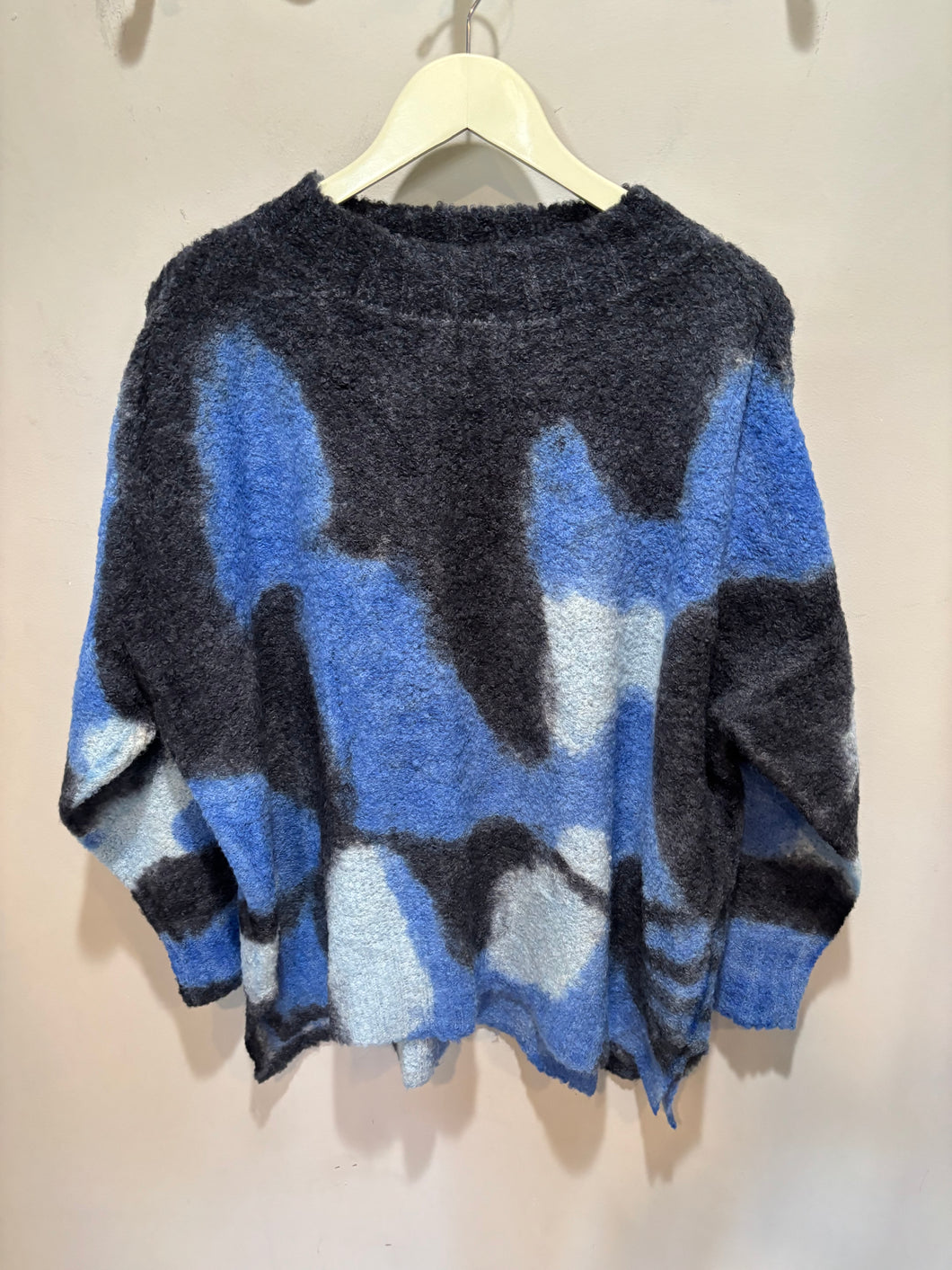 Iridium Blue Color Alpaca Blend Sweater