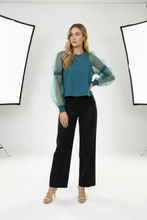 Load image into Gallery viewer, Anthropologie Maeve Teal Puff Sleeves Top
