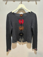 Load image into Gallery viewer, Vintage Grey Embroidered Cashmere Blend Cardigan
