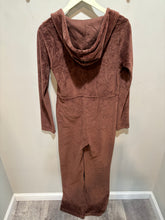 Load image into Gallery viewer, Urban Outfitters Brown Velvet Hoodie Jumpsuit
