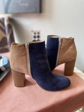Load image into Gallery viewer, Anthropologie Blue Colorblock Suede Booties
