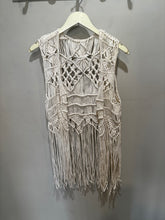 Load image into Gallery viewer, Cream Macrame Fringe Vest
