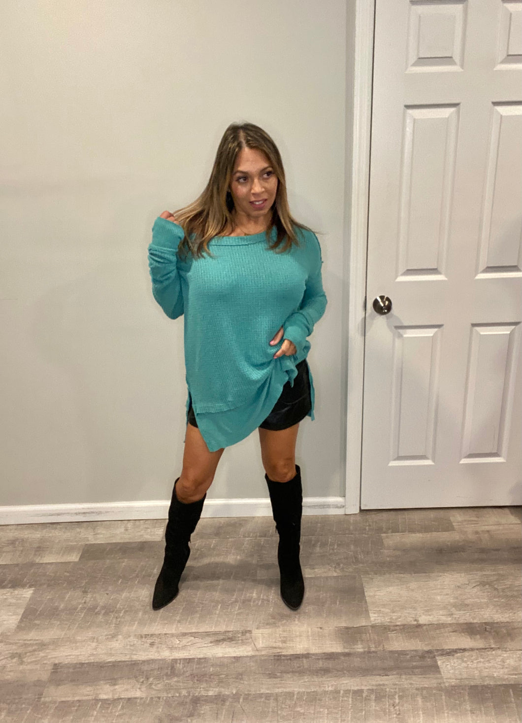 Free People Waffle Knit Thumbhole Tunic