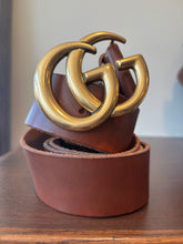 Load image into Gallery viewer, Gucci Marmont Brown Wide Leather Belt
