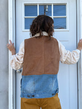 Load image into Gallery viewer, Vintage Radixx Faux Suede Brown Denim Vest
