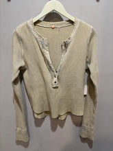 Load image into Gallery viewer, FP Cream Acid Wash Waffle Knit Top
