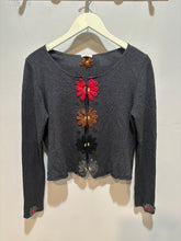 Load image into Gallery viewer, Vintage Grey Embroidered Cashmere Blend Cardigan
