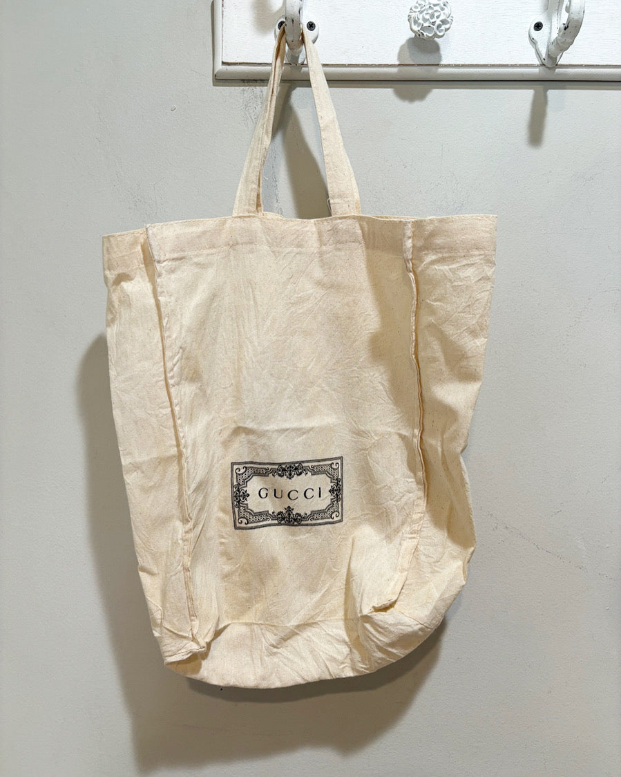 Gucci Cream Linen Logo Tote